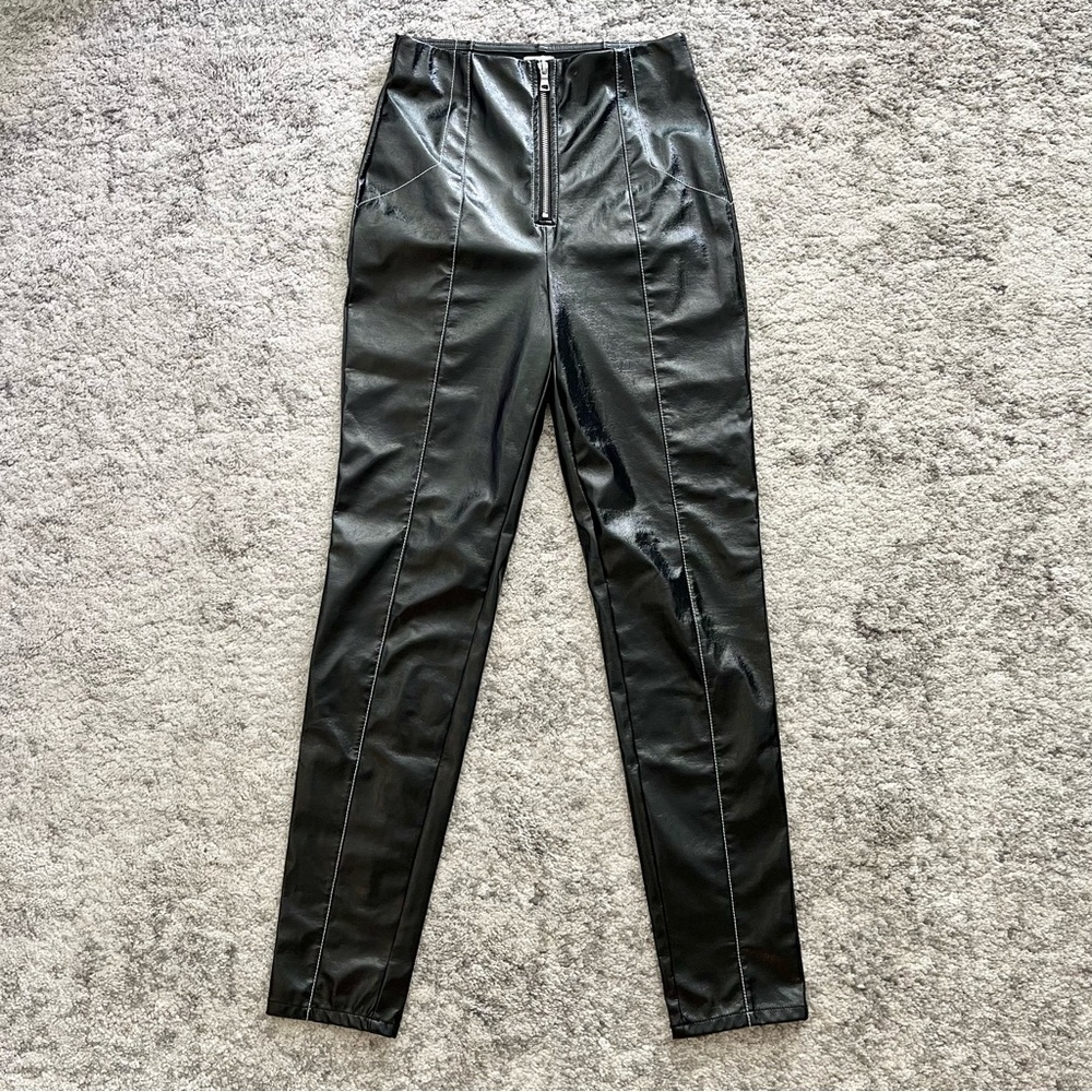 Sunday Best Vegan Leather Slim Fit Moto Tessy Pants-Black-Small - Picture 5 of 16